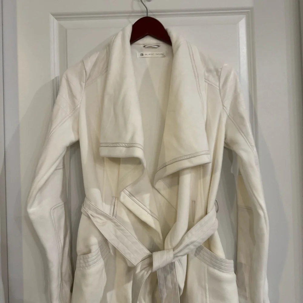 Blanc Noir Drape Velour Jacket in Off White